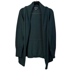 Banana Republic Womens Sweater Large Green Cashmere Wool Open Cardigan Office